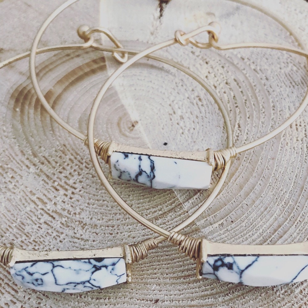 Minimalist White Marble Rectangle Stone Bracelet